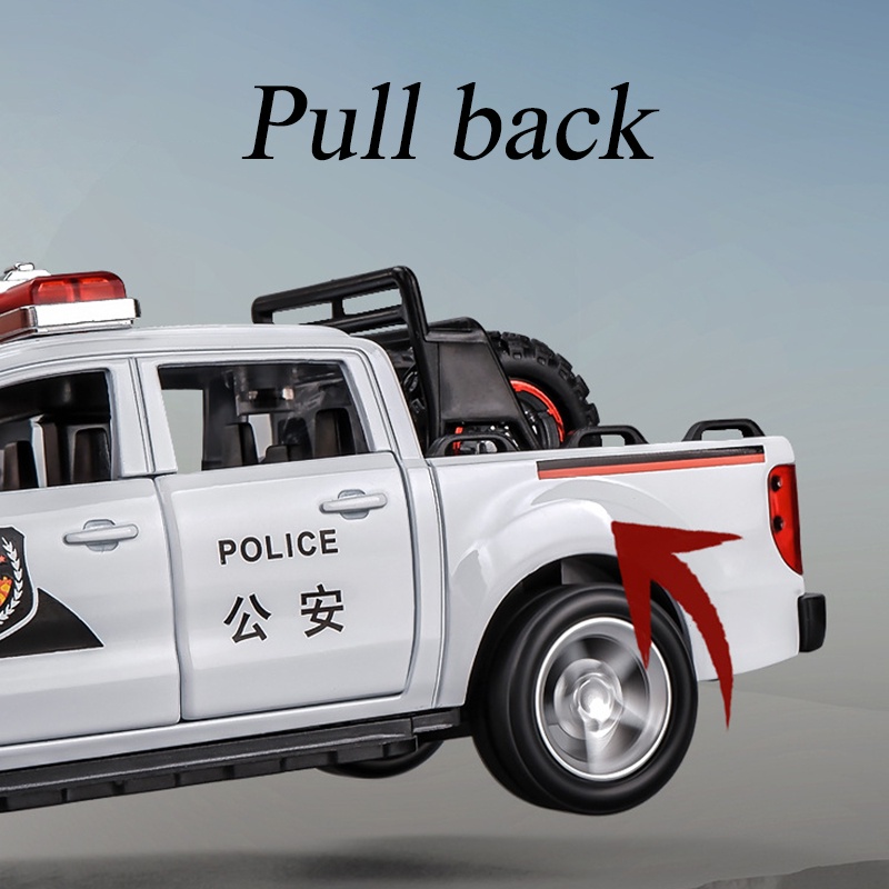 Mô Hình Xe Cảnh Sát Ford Raptor F350 Tỉ Lệ 1 / 32 Bằng Hợp Kim Kẽm Có Đèn Và Âm Thanh
