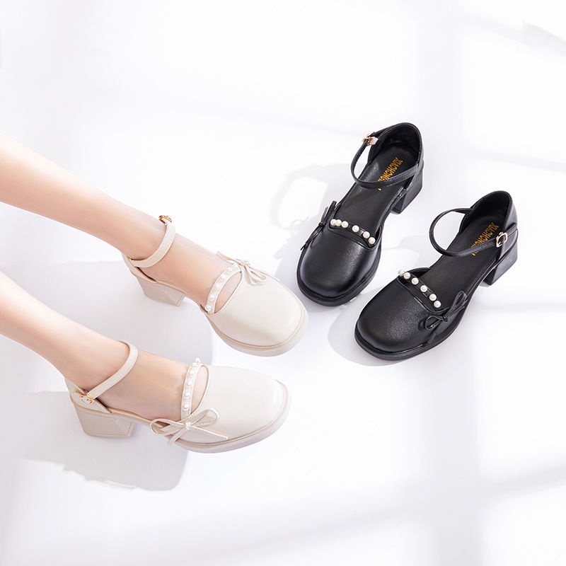 Sandal Nữ Bít Mũi Đính Nơ Cao Gót 3 Phân