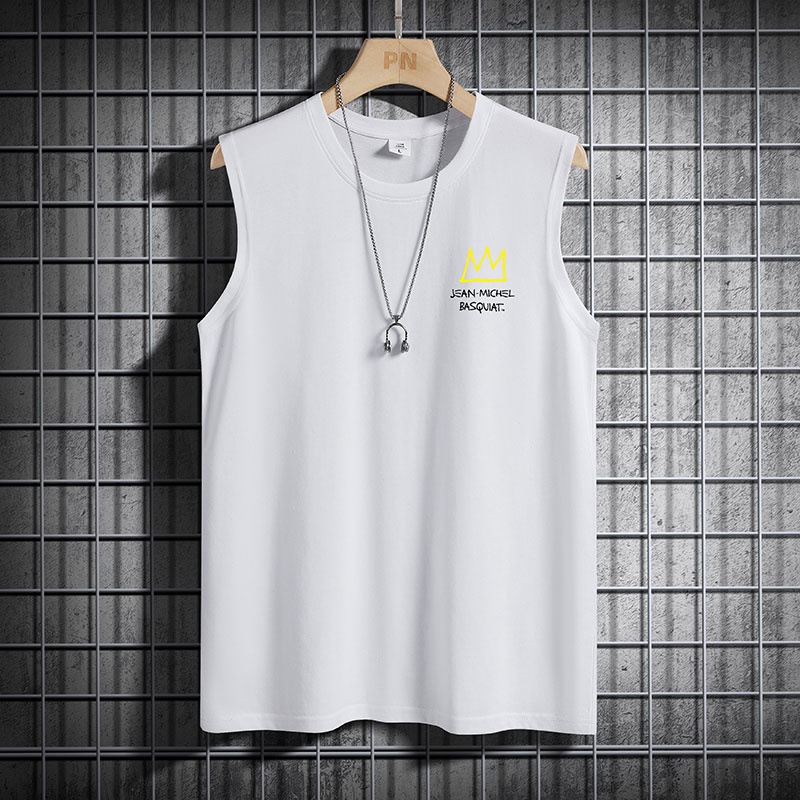 Áo Tank Top Cổ Tròn Dáng Rộng In Họa Tiết Thời Trang Mùa Hè Phong Cách Hàn Quốc Mới Cho Nam