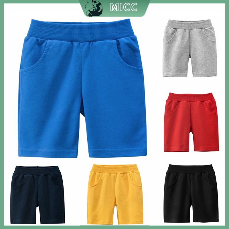Quần Short Cotton Màu Trơn Thoải Mái Thời Trang Đi Biển Cho Bé Trai 18M-10 Tuổi