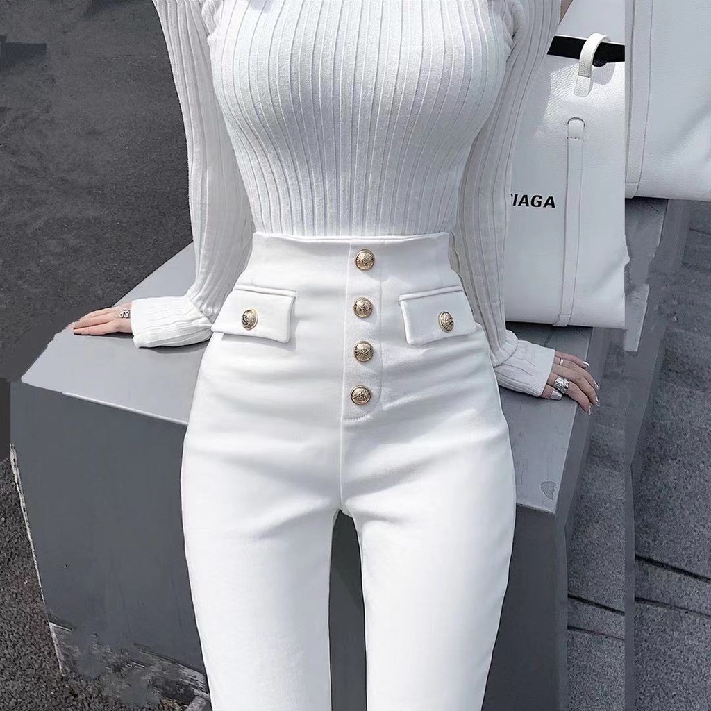 Quần Skinny Jean Lưng Cao Dáng Bút Chì Phong Cách Hàn Quốc Thời Trang Xuân Hè 2023 Mới