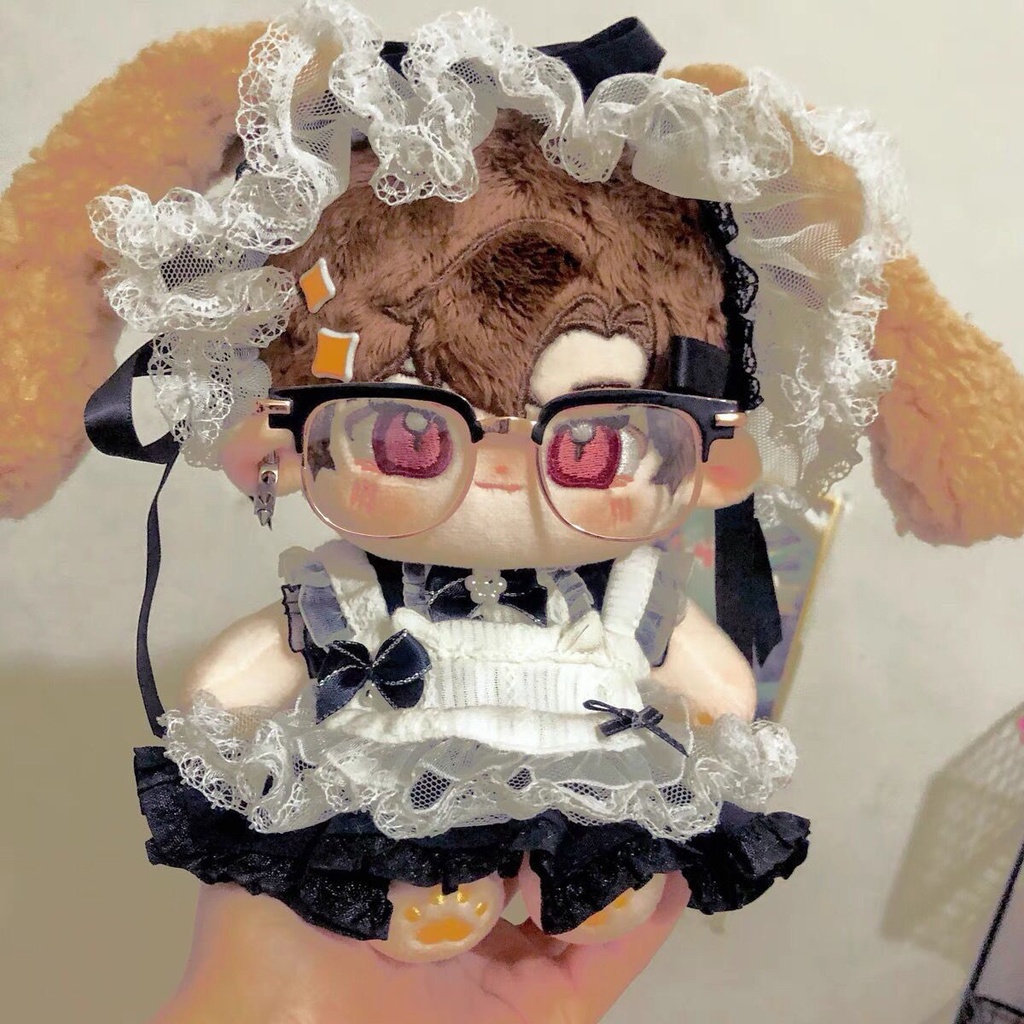 Bộ Đồ Hóa Trang Cô Hầu Gái 20cm Vải Cotton Phối Ren Đen Dễ Thương