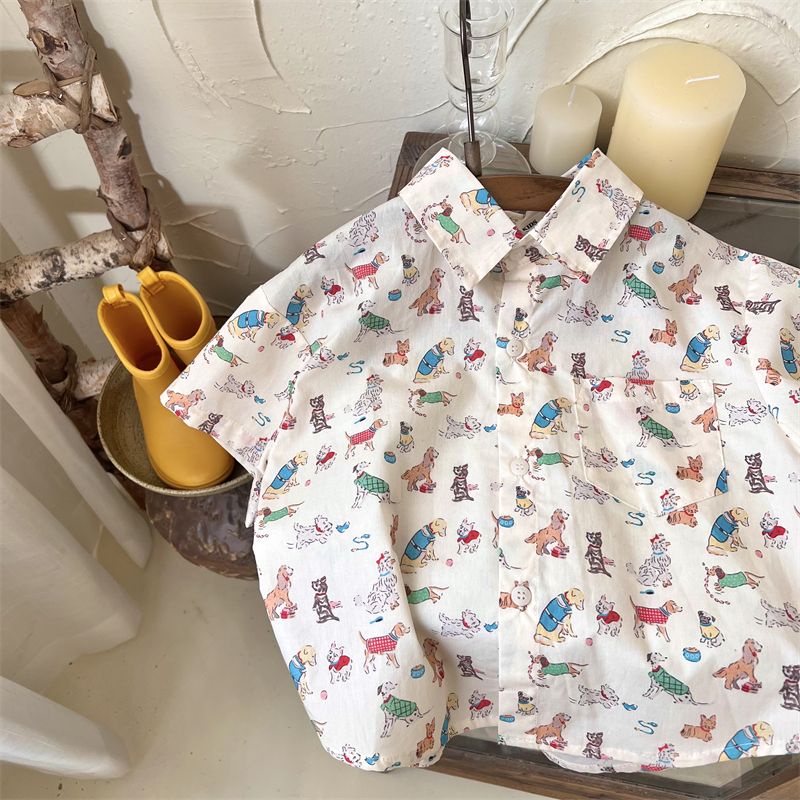 Áo Sơ Mi Tay Ngắn In Hoạt Hình Thời Trang Mùa Hè 2023 Cho Bé Trai