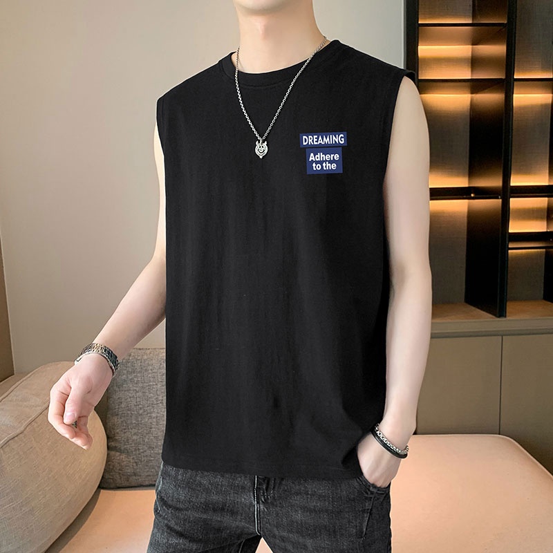 Áo Thun Ba Lỗ Thể Thao Dáng Rộng Cổ Tròn In Họa Tiết Trẻ Trung Thời Trang Mùa Hè Cho Nam