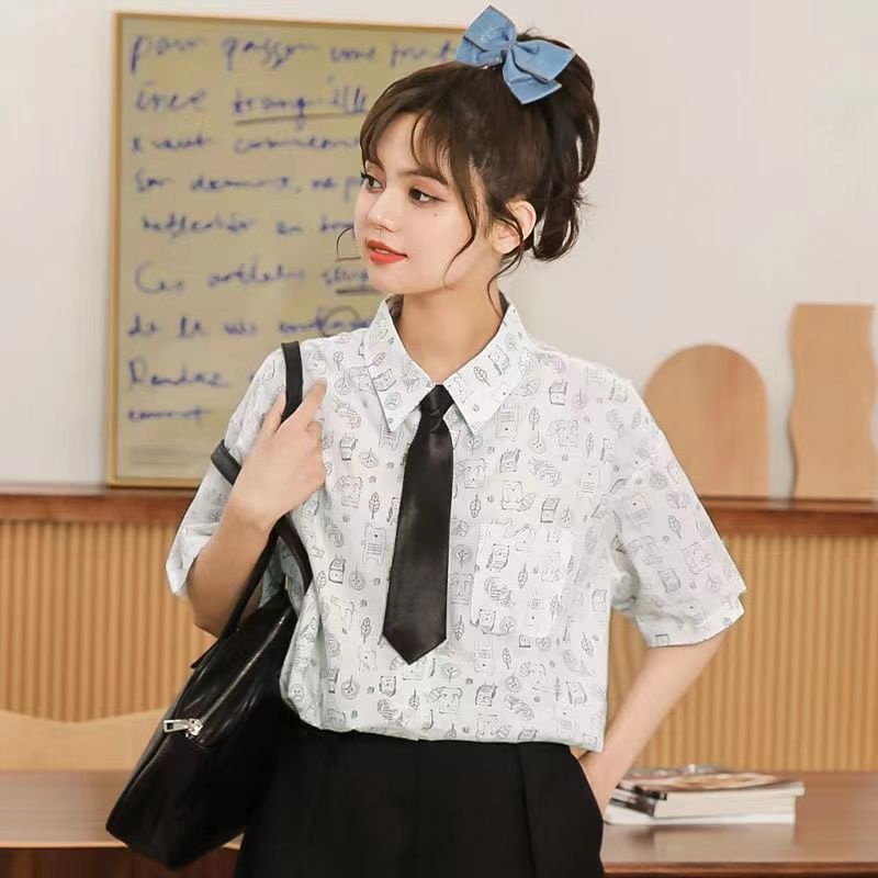 Áo Sơ Mi Chiffon Tay Lửng Nhuộm Họa Tiết Hoa Phong Cách Hàn Quốc Thời Trang Mùa Hè Cho Nữ