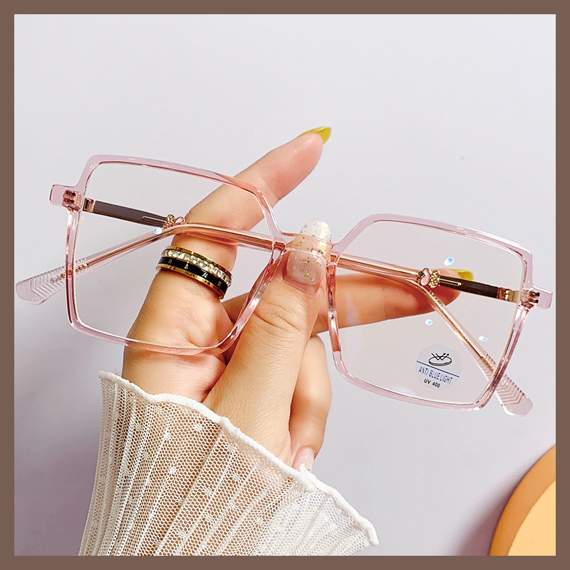 Kính chống ánh sáng xanh mới gọng vuông thời trang nữ ins lưới màu đỏ phong cách hợp gương phẳng cá tính có thể bị cận t