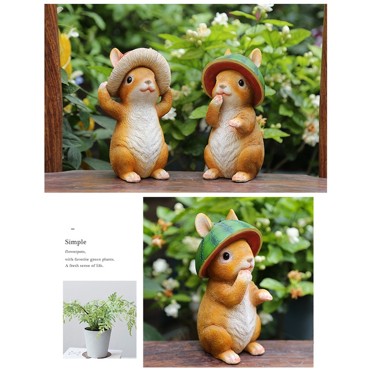 Giá Đỡ Chậu Hoa Hình Thỏ Nhỏ Bằng Resin Sáng Tạo Để Bàn Trang Trí Sân Vườn