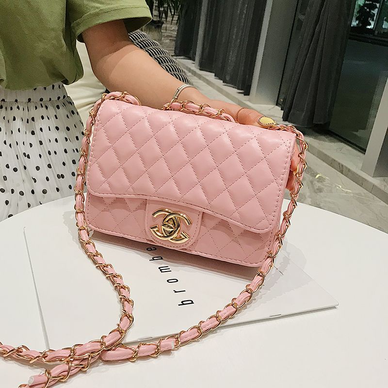 Túi Đeo Chéo Da Mềm Dáng Vuông Nhỏ Phối Dây Xích Thời Trang Cho Nữ