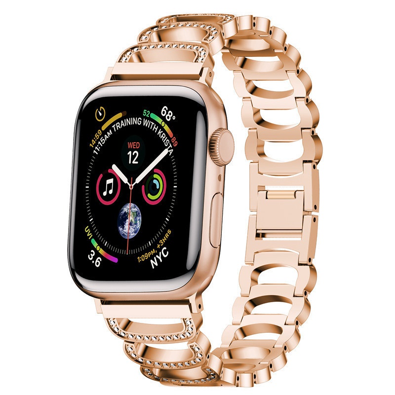 Dây Đeo Đồng Hồ Bằng Thép Không Gỉ Đính Kim Cương Pha Lê Cho Apple watch iwatch series 38 40 41 42mm 44mm 45 49