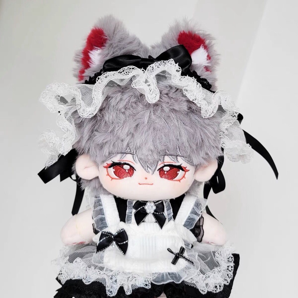 Bộ Đồ Hóa Trang Cô Hầu Gái 20cm Vải Cotton Phối Ren Đen Dễ Thương