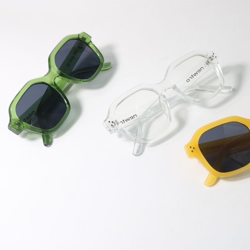 Kính Mát Tím Chống Tia UV400 Gọng Dày Phong Cách retro Nhật Bản