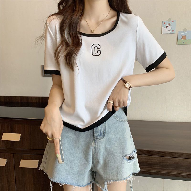 Áo Thun Ngắn Tay In Chữ Nhiều Màu Sắc Thời Trang Mùa Hè Cho Nữ