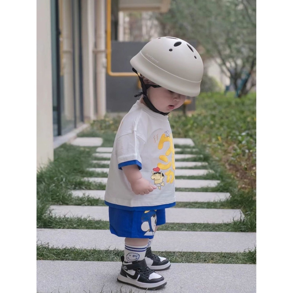 Bộ Áo Thun Cotton Tay Ngắn In Hoạt Hình Cậu Bé Bút Chì Shin-Chan Phối Quần Short Thời Trang Mùa Hè Cho Bé