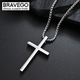 Vòng cổ mặt dây chuyền chữ thập bằng thép titan Bravego Vòng cổ thời trang nam