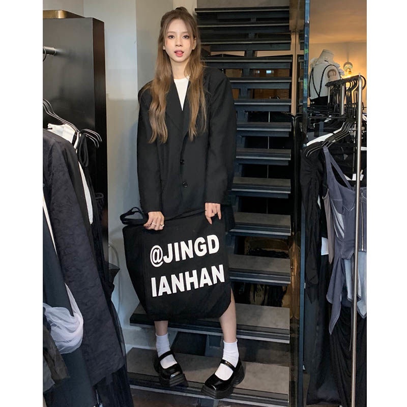 Túi Xách Canvas Cỡ Lớn In Chữ Thời Trang Cho Nữ