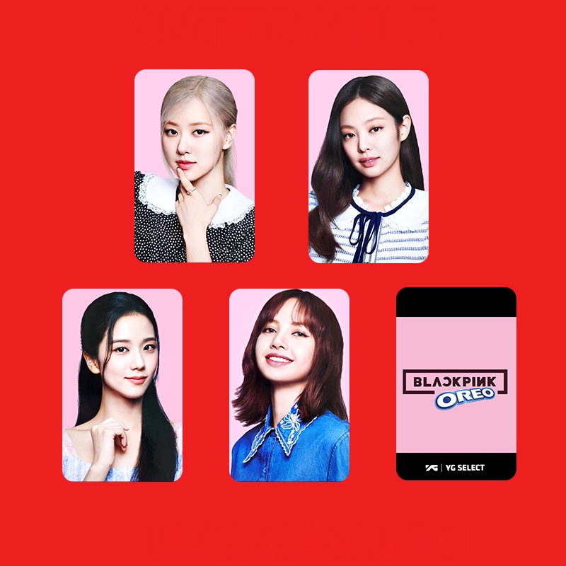 5 Cái / bộ BP OREO Ad Photocards JENNIE JISOO LISA ROSE Lomo Cards BP Kpop Bưu Thiếp