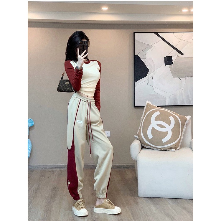 Bộ Đồ Thể Thao Áo Thun + Quần Harem Phong Cách Hàn Quốc Thời Trang Xuân Thu 2023 Cho Nữ