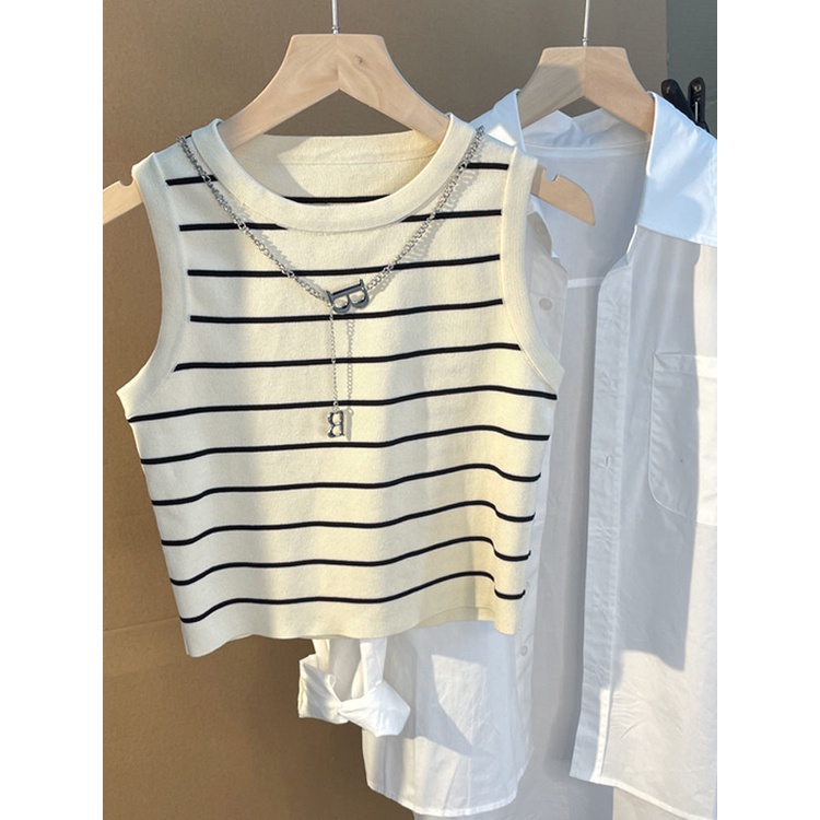 Áo Dệt Kim Thể Thao Sát Nách Kẻ Sọc Thời Trang Mùa Hè Cho Nữ