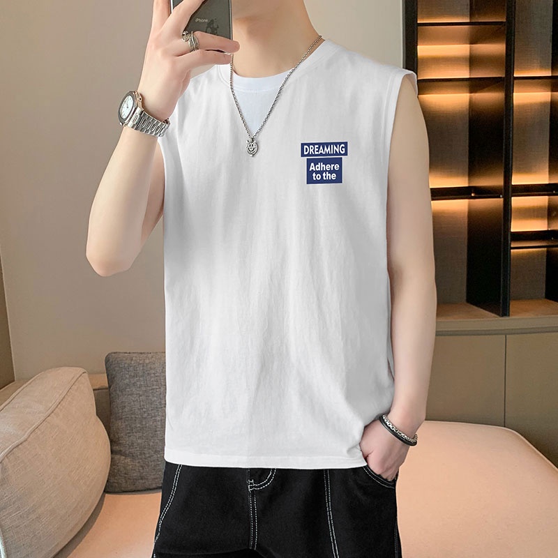 Áo Thun Ba Lỗ Thể Thao Dáng Rộng Cổ Tròn In Họa Tiết Trẻ Trung Thời Trang Mùa Hè Cho Nam