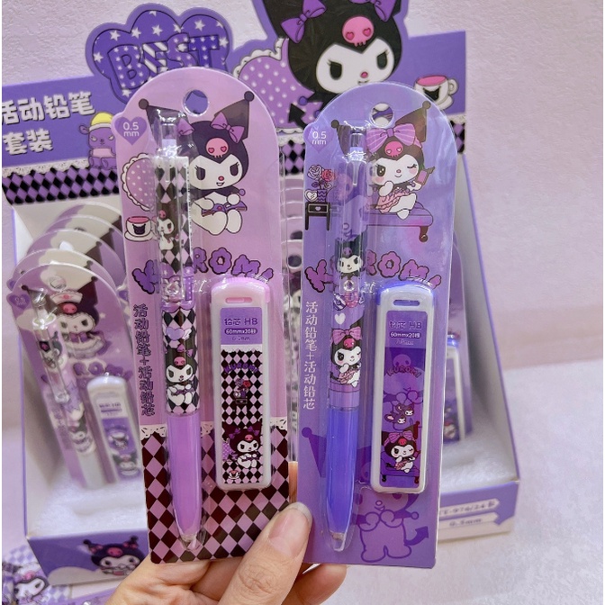 Bộ bút chì tự động nhỏ xinh kuromi HB được thiết kế đáng yêu gồm cả bút chì đen HB và bút chì màu đầy màu sắc là món quà thú vị cho học sinh