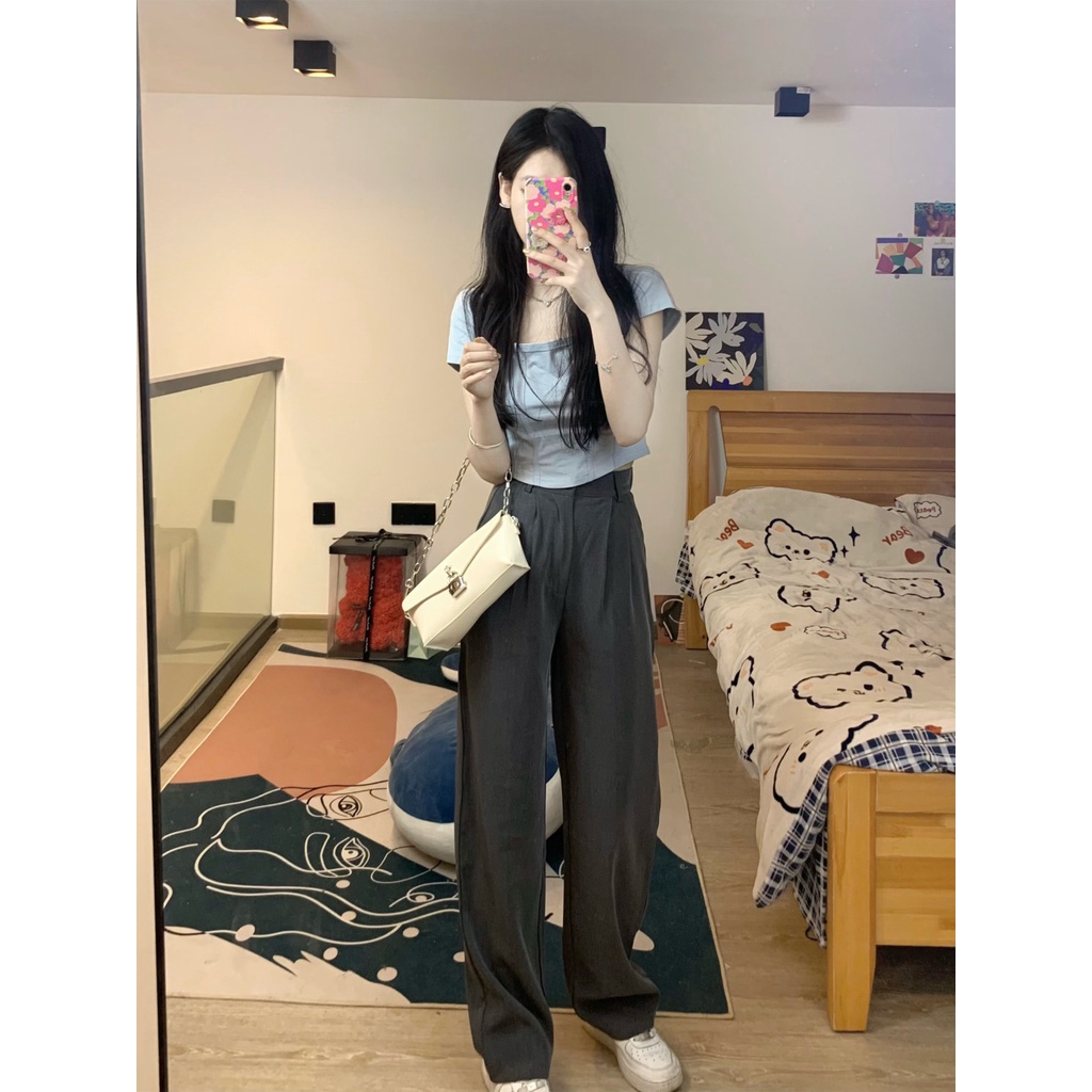 Áo Thun Ngắn Tay Cổ Vuông Dáng Ôm Thời Trang Mùa Hè Dành Cho Nữ