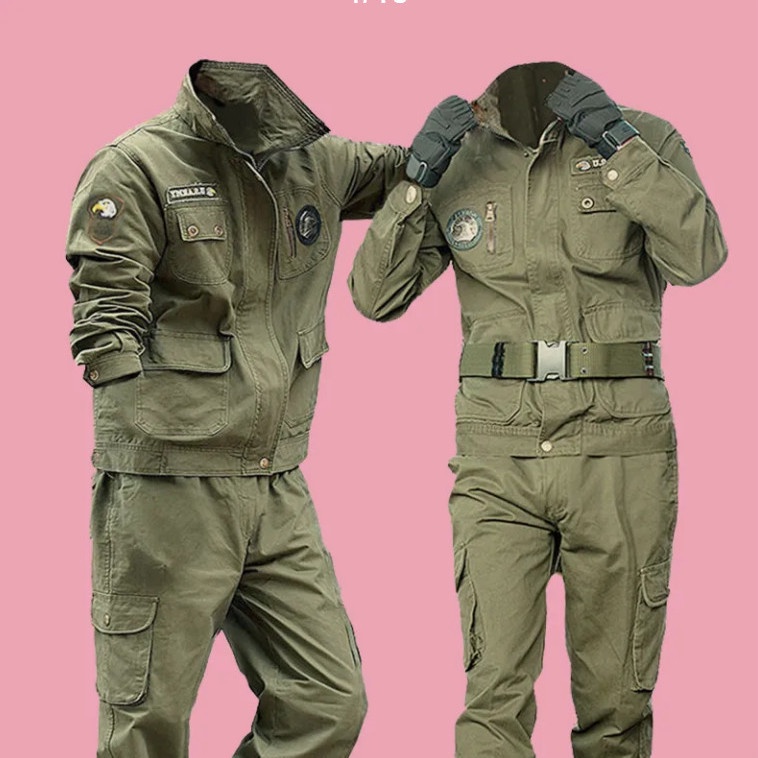 Quần áo bảo hộ lao động nam L-5XL bộ bảo hộ lao động chống bụi, chống bỏng, sửa chữa ô tô, hàn điện, áo khoác công trường, quần áo nam