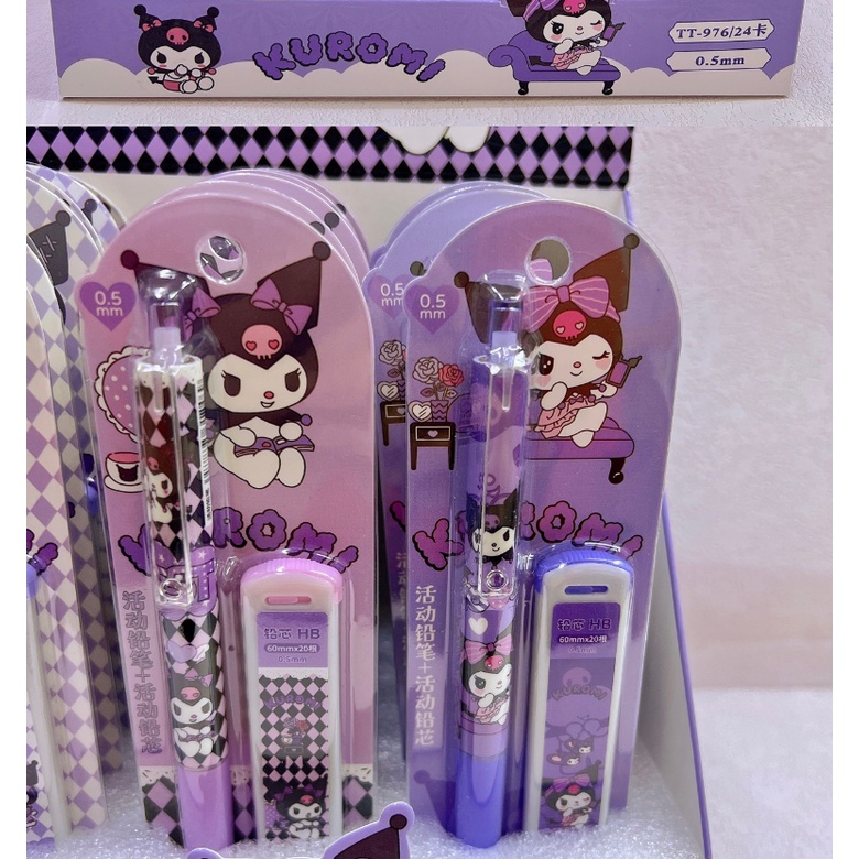 Bộ bút chì tự động nhỏ xinh kuromi HB được thiết kế đáng yêu gồm cả bút chì đen HB và bút chì màu đầy màu sắc là món quà thú vị cho học sinh