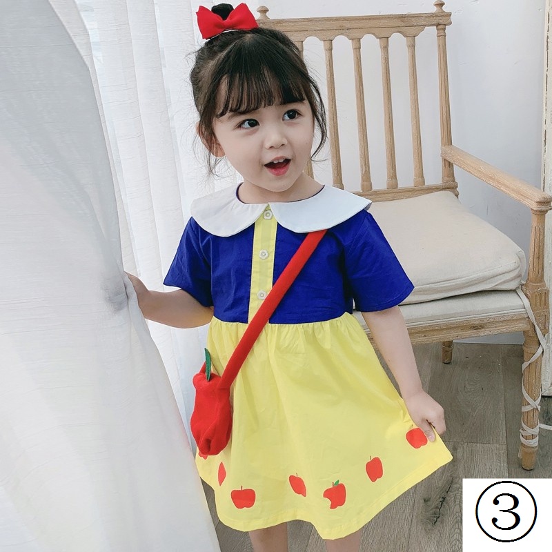 Đầm Công Chúa Bạch Tuyết Hoạt Hình Tay Ngắn Thời Trang Mùa Hè Cho Bé Gái