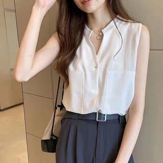 Áo Sơ Mi chiffon Dáng Rộng Không Tay Phong Cách Phương Tây Thời Trang Mùa Hè Hàng Mới Dành Cho Bạn Nữ