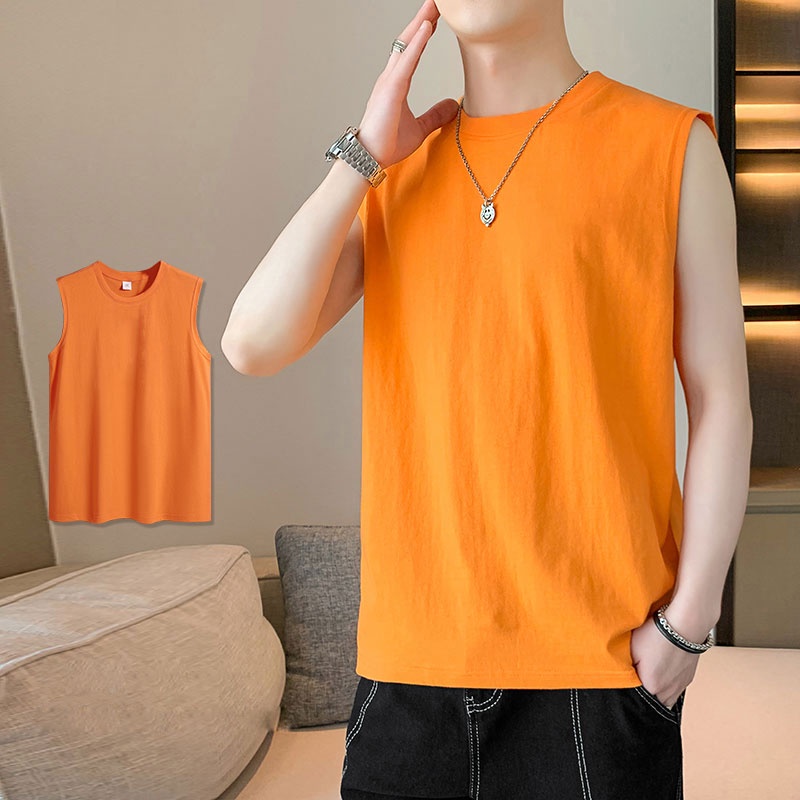 Áo Thun Thể Thao Sát Nách Cổ Tròn Dáng Rộng Màu Sắc Đơn Giản Cho Cặp Đôi