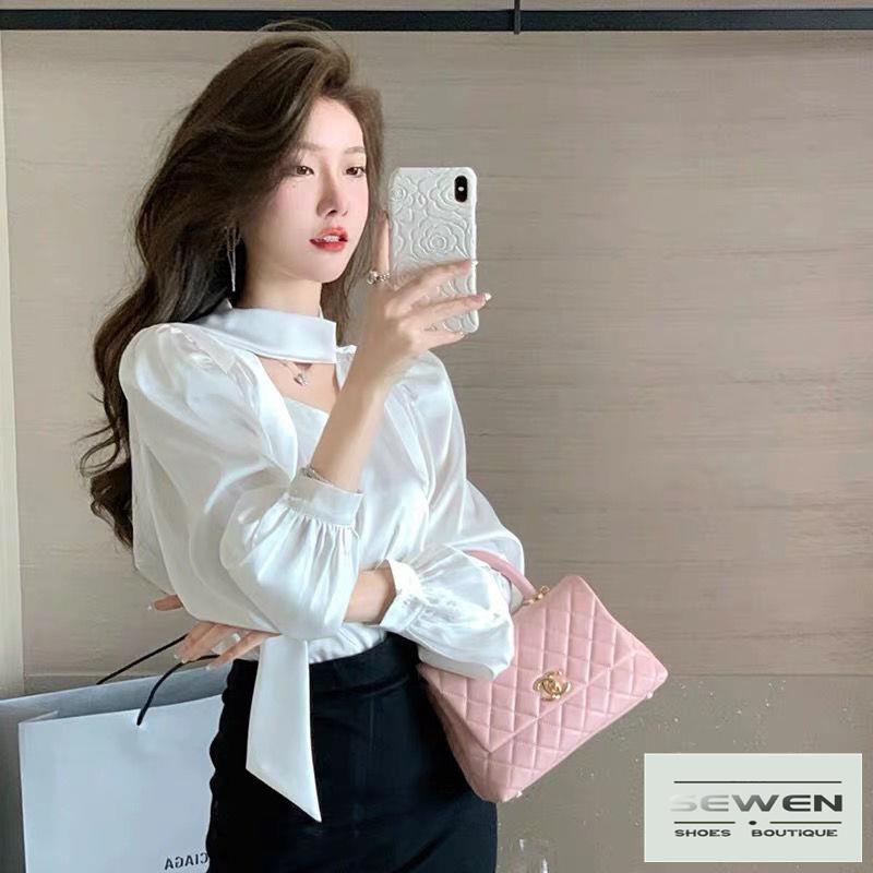 Áo Sơ Mi Chiffon Nữ Tay Dài Cổ Chữ V Thời Trang Mới 2023