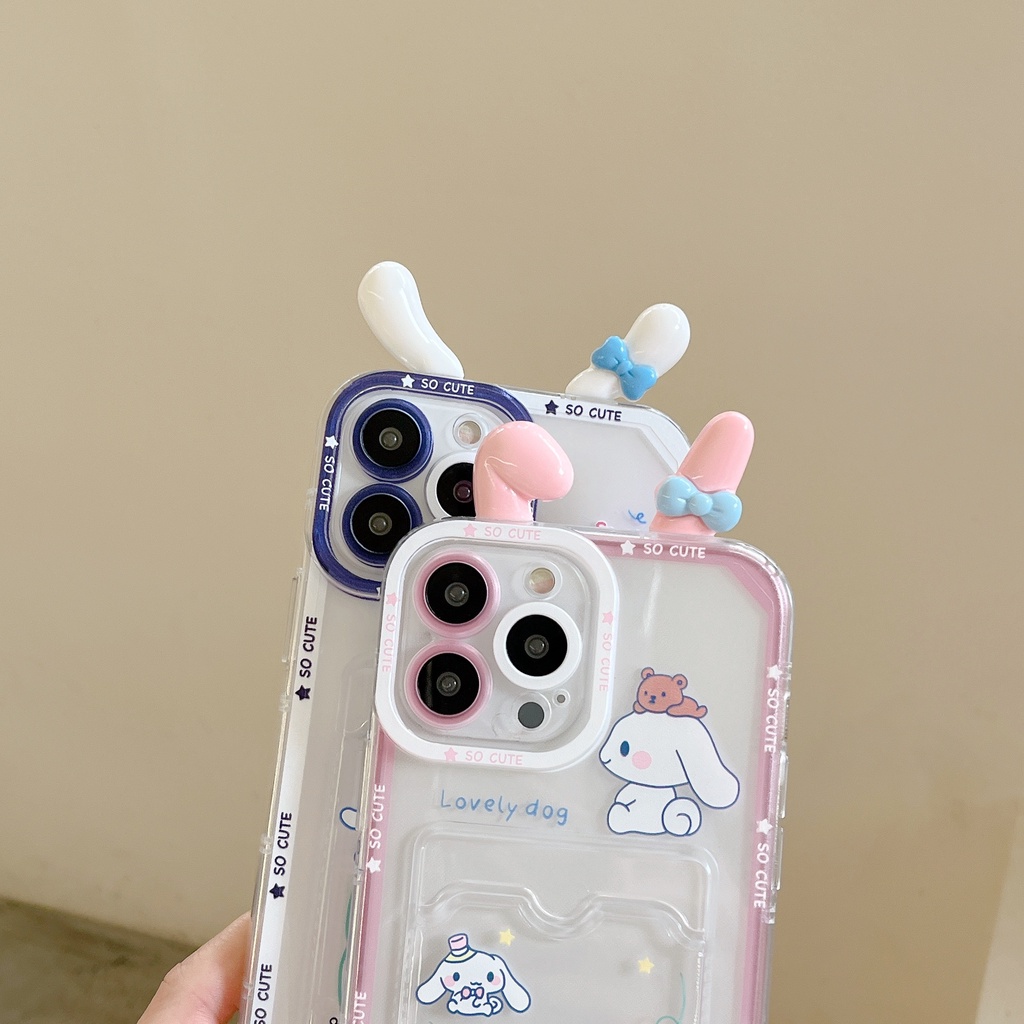 Ốp Điện Thoại Tpu Mềm Trong Suốt Hình Sanrio 3D Có Ngăn Đựng Thẻ Cho iPhone 14 13 12 11 Pro XR XS Max 7 8Plus