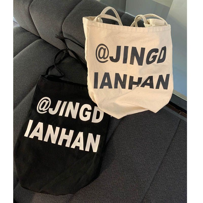 Túi Xách Canvas Cỡ Lớn In Chữ Thời Trang Cho Nữ