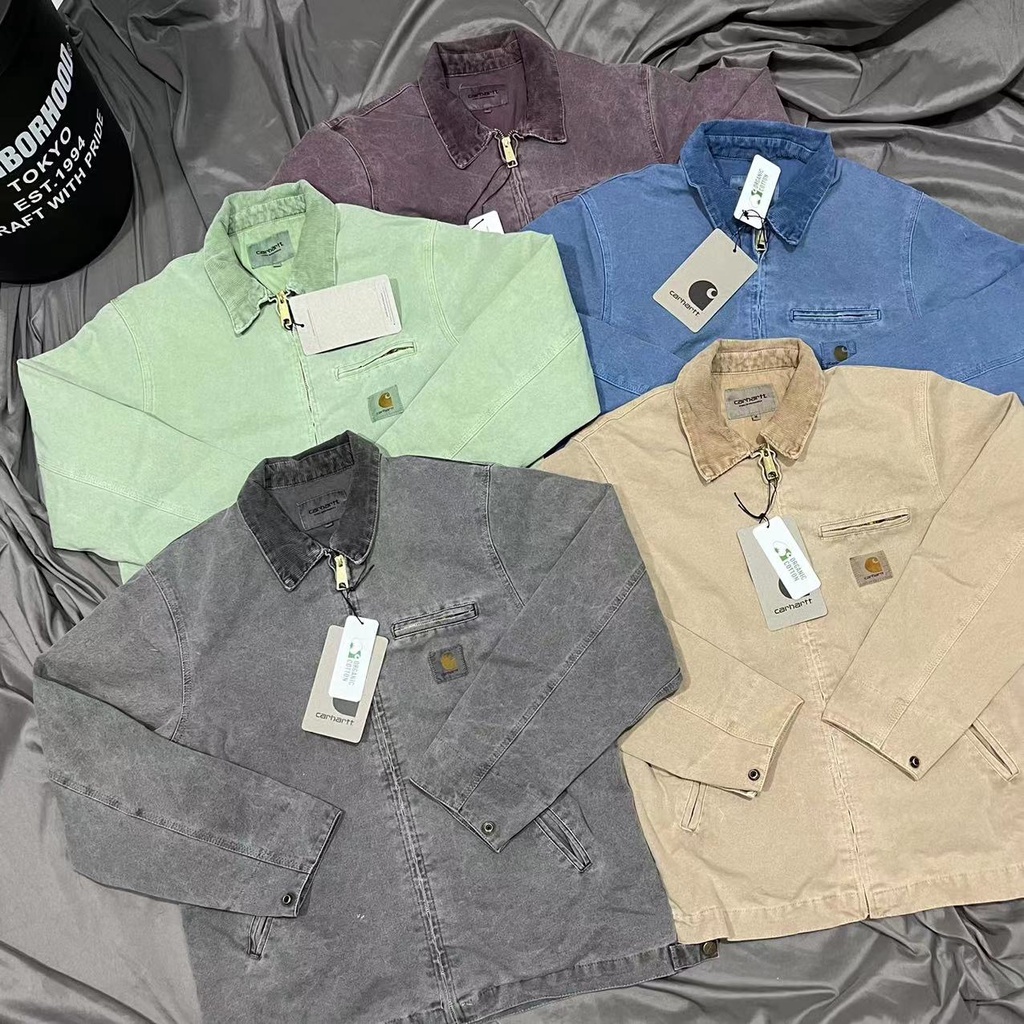 Áo Khoác Nhuộm Màu Sáp CARHARTT WIP Detroit Dáng Rộng Phong Cách Retro Cho Nam Và Nữ