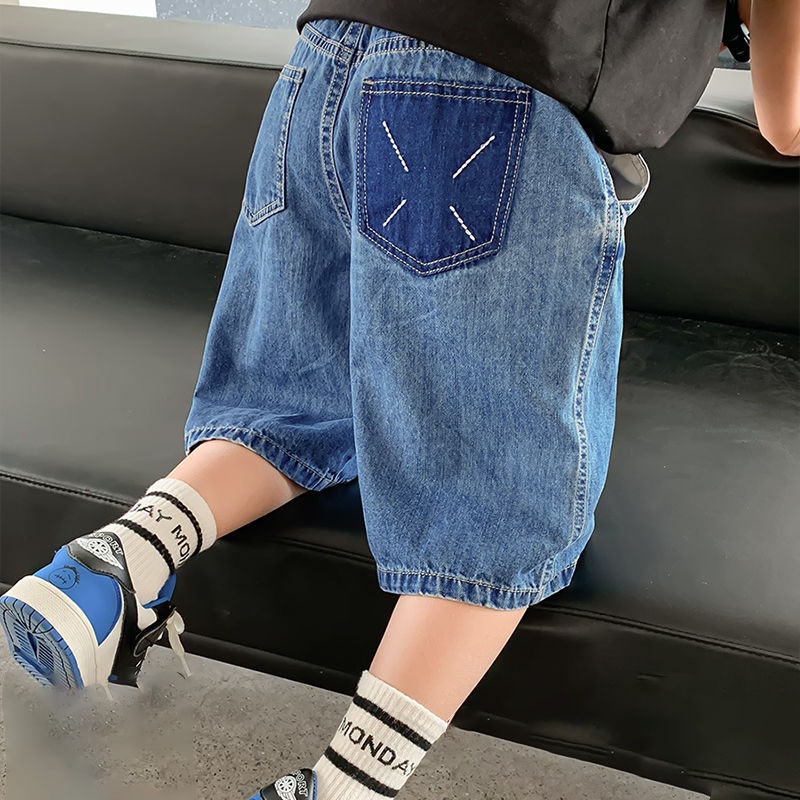 Quần Short Denim Mỏng Năm Tấc Phong Cách Mới 2023 Cho Bé Trai