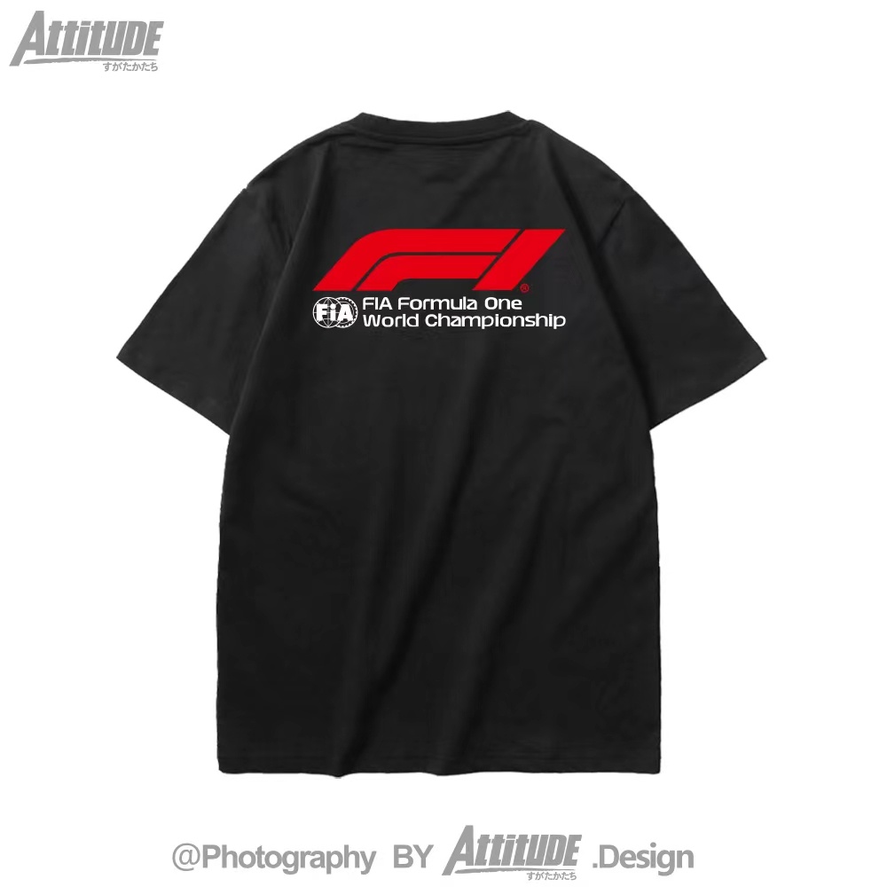 Attitude Formula 1 F1 Mercedes Honda fans cotton cổ tròn nửa tay áo thun ngắn tay