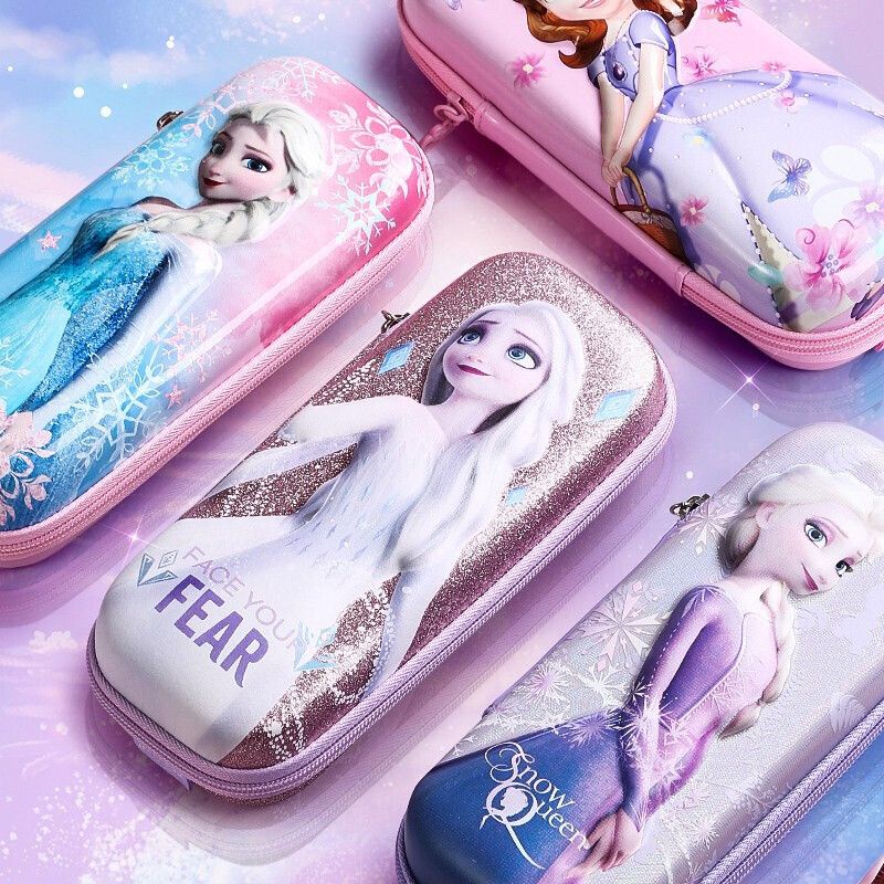 Disney DISNEY Hộp Đựng Bút Chì EVA Chống Sốc Cỡ Lớn In Hoạt Hình Frozen 3D Dễ Thương Cho Bé D4SZ 2023