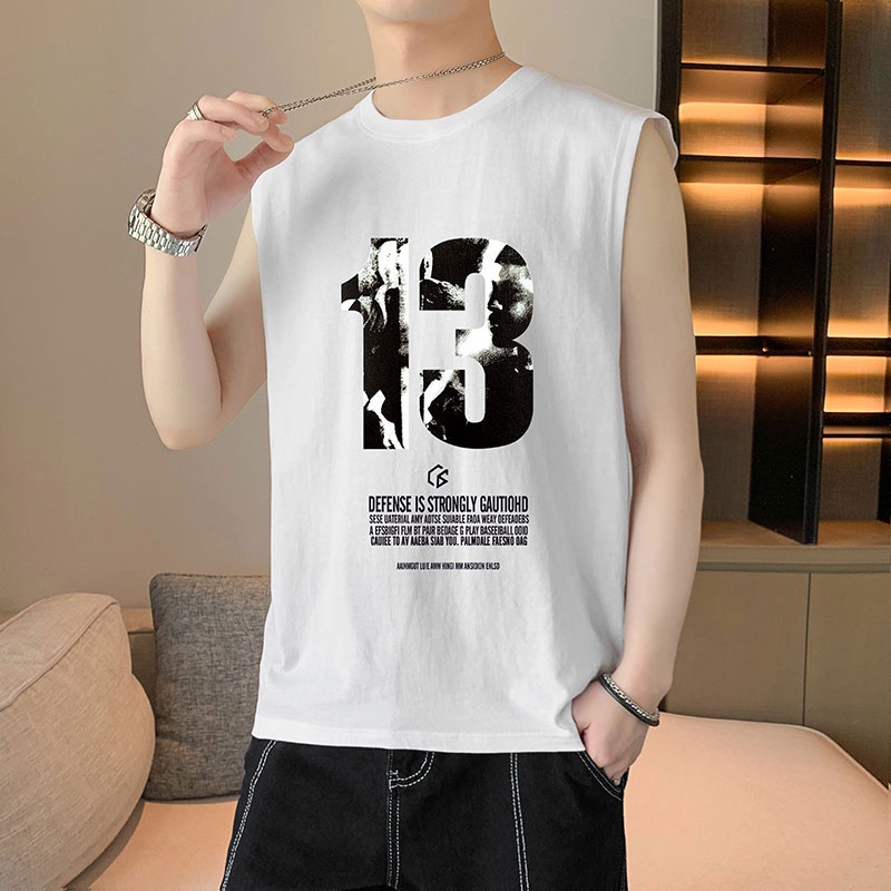 Áo Thun Ba Lỗ In Họa Tiết Kỹ Thuật Số Dáng Rộng Trẻ Trung Thời Trang Mùa Hè Cho Nam