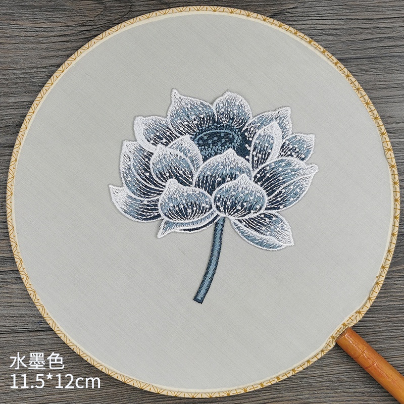Sticker Ủi Thêu Hình Hoa Sen Phong Cách Trung Hoa