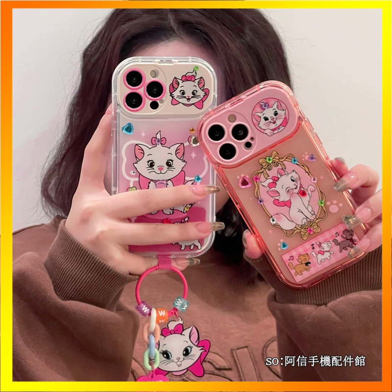 Ốp Điện Thoại Dẻo Họa Tiết Hoạt Hình Mèo Luna Kèm Gương & Giá Đỡ Cho iphone12PRO MAX 13 14PLUS 11 XS XR