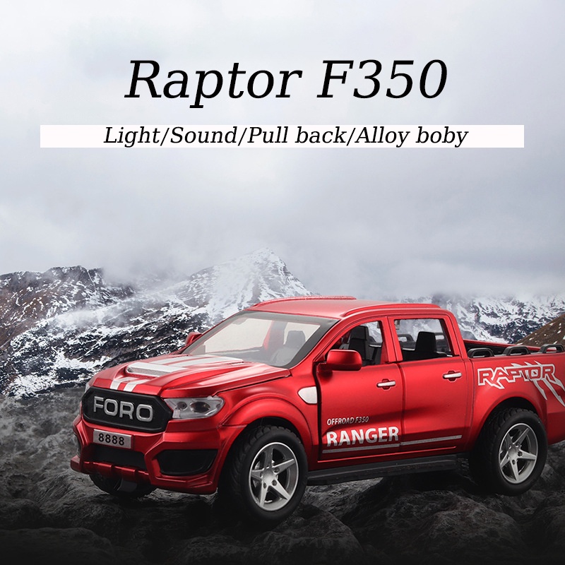 Mô Hình Xe Hơi Ford Raptor F350 Tỉ Lệ 1 / 32 Bằng Hợp Kim Kẽm Có Đèn Và Âm Thanh