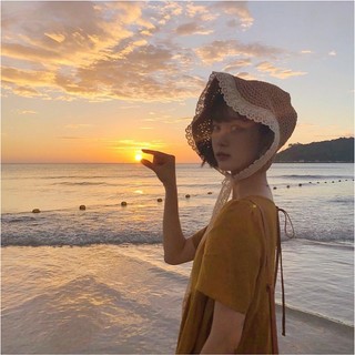 Mũ cói chống nắng cột dây kiểu lolita hàn quốc dễ thương cho nữ