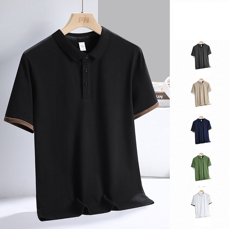 Áo polo Mỏng Tay Ngắn Màu Trơn Thời Trang Mùa Hè Cho Nam