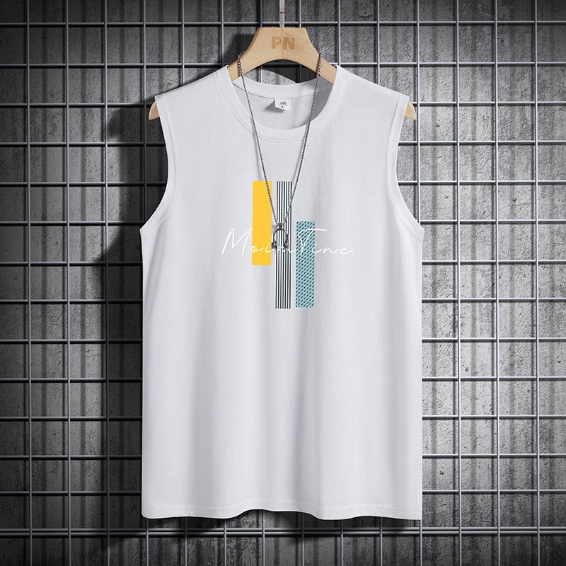 Áo Tank Top Thể Thao Sát Nách Cổ Tròn Thoáng Khí In Họa Tiết Trẻ Trung Phong Cách Hàn Quốc Cho Nam