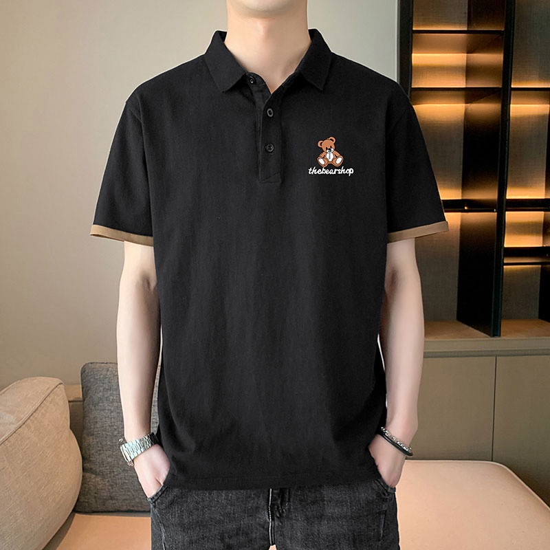 Áo polo Ngắn Tay In Hình Gấu Đơn Giản Thời Trang Mùa Hè Hàng Mới Dành Cho Bạn Nam