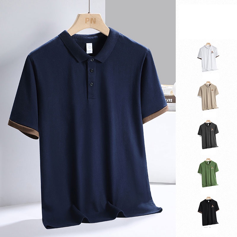 Áo polo Mỏng Tay Ngắn Màu Trơn Thời Trang Mùa Hè Cho Nam
