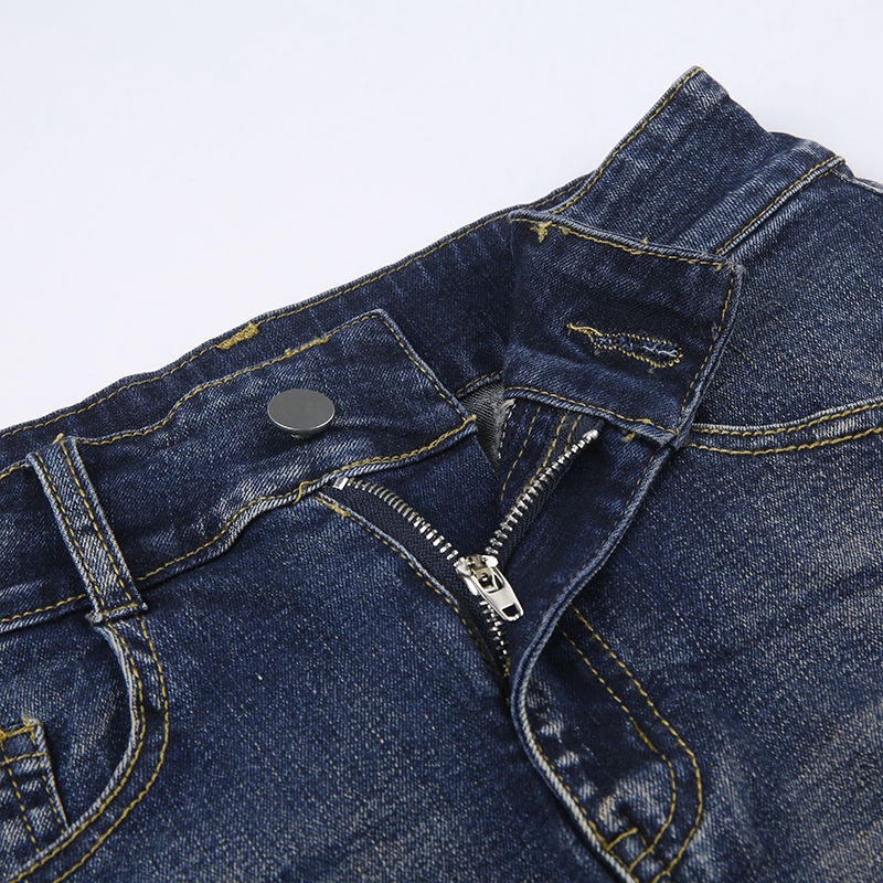 Y2k Millennium Chân Váy Denim Phối Lông Dáng Ôm Vừa Vặn Phong Cách Retro Mỹ Cho Nữ