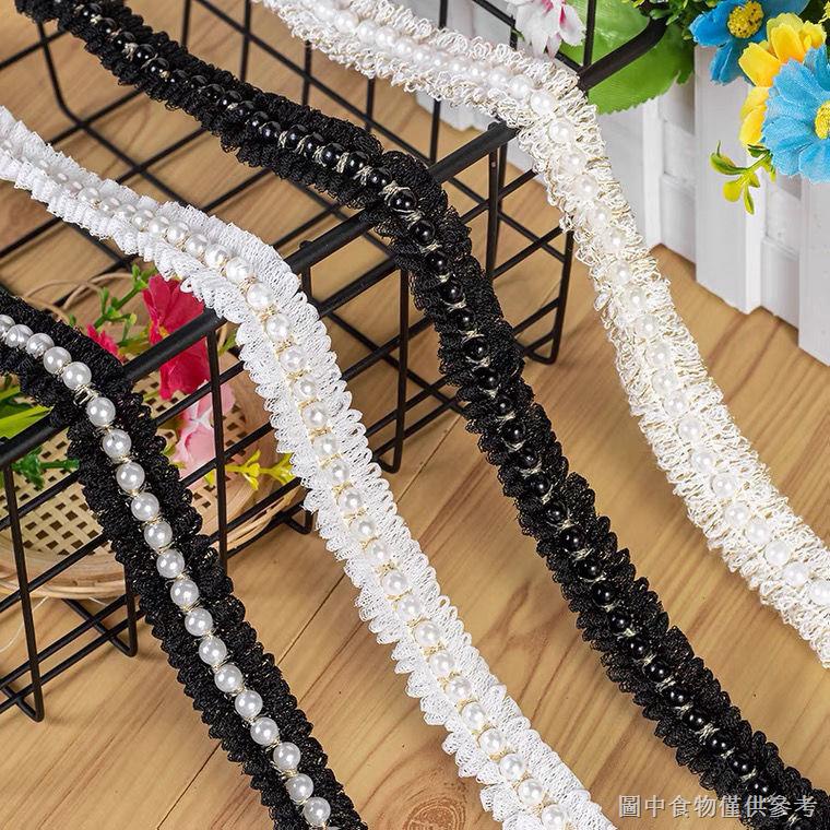 Phụ Kiện Ren Lưới Đính Hạt Ngọc Trai / Vàng Xếp Ly Phong Cách Lolita Châu Âu Trang Trí Quần Áo