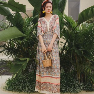 Chân váy dài họa tiết thổ cẩm phong cách bohemian dành cho nữ