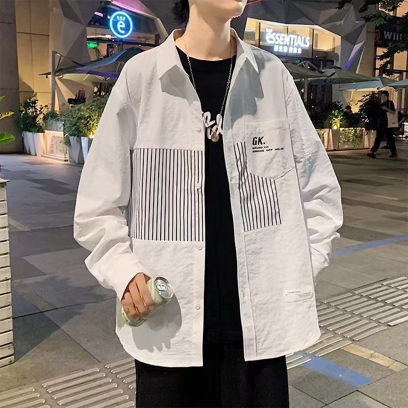 Áo Khoác Sơ Mi Tay Dài Dáng Rộng Thời Trang Xuân Thu Phong Cách Hàn Quốc Cho Nam
